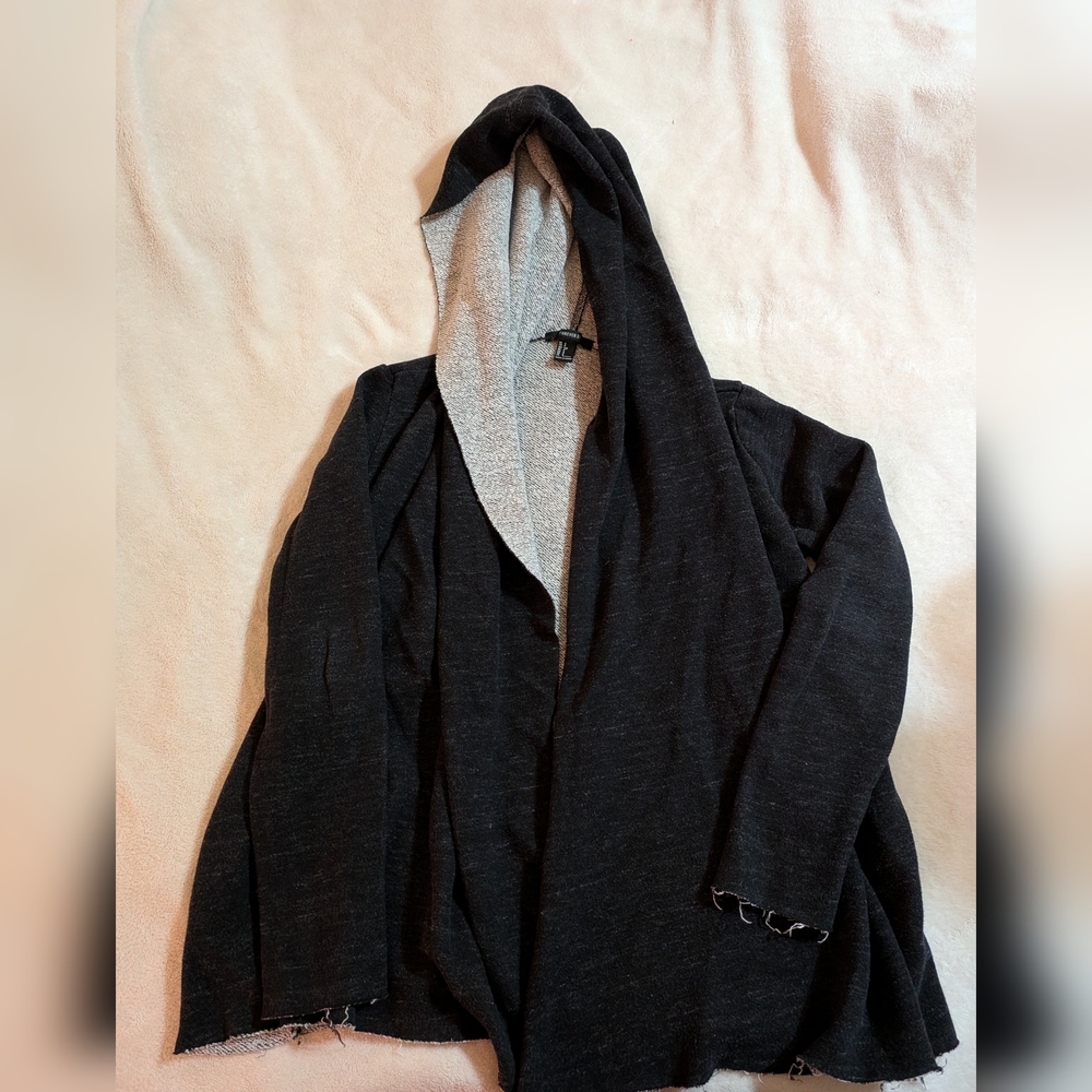 Forever 21 Black and Gray Hooded Sweatshirt